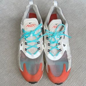 Nike Air Max 270 React Mid-Century Art Color Orange/Chalk/Aqua Laces Men’s Sz13